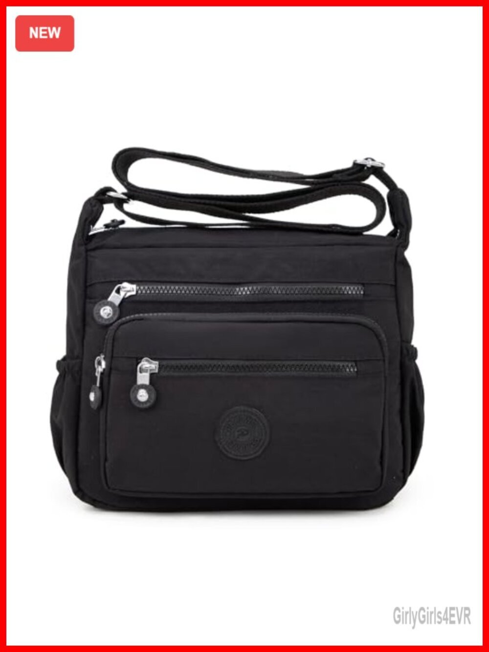 Lightweight Waterproof Nylon Tote Satchel Crossbody Bag with 10 Pockets